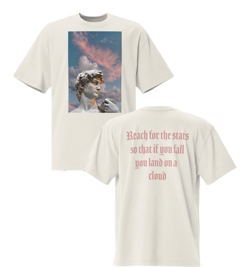 Statue Sunset Sky Front and Back Oversized faded t-shirt