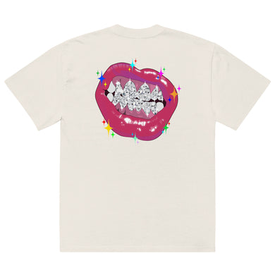 girl grillz 2 Oversized faded t-shirt