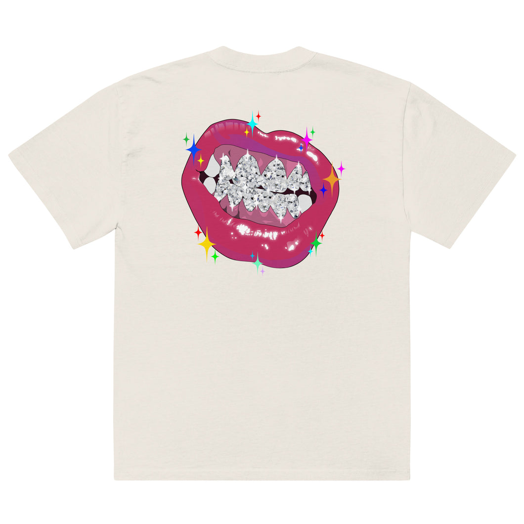 girl grillz 2 Oversized faded t-shirt