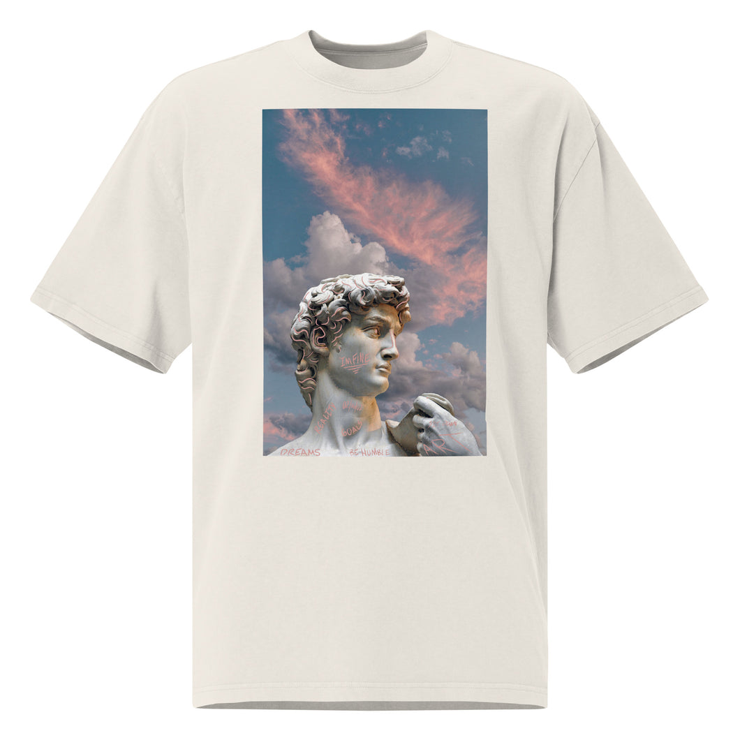 Statue Sunset Sky Oversized faded t-shirt