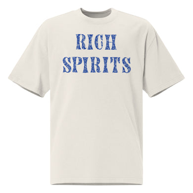 Rich Spirits Front and Back Blue Oversized faded t-shirt