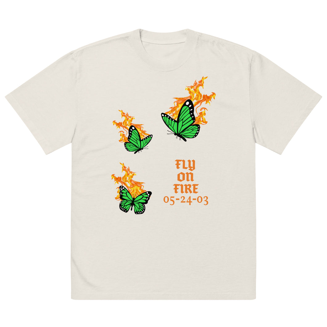 fly on fire Oversized faded t-shirt