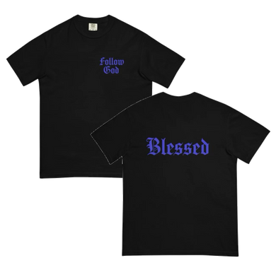 Follow God/Blessed Front and Back garment-dyed heavyweight t-shirt
